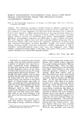 Early Diagenetic Calcareous Coal Balls and Roof Shale Concretions from the Pennsylvanian (Allegheny Series)1