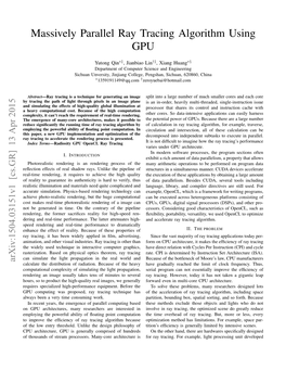 Massively Parallel Ray Tracing Algorithm Using GPU