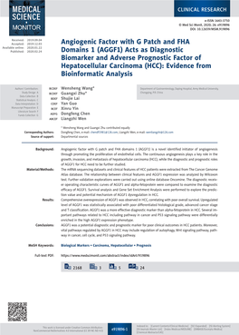 Angiogenic Factor with G Patch and FHA Domains 1 (AGGF1) Is a Novel Identified Initiator of Angiogenesis Through Promoting the Proliferation of Endothelial Cells