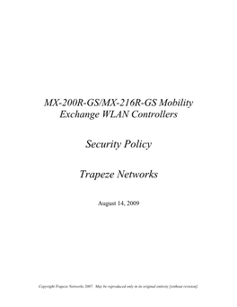 Security Policy Trapeze Networks