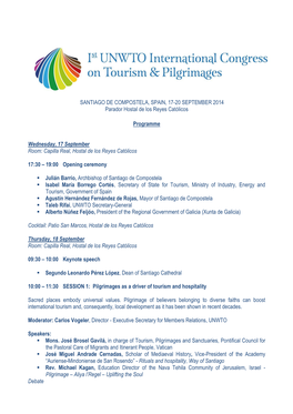 First International Congress on Pilgrimages and Tourism