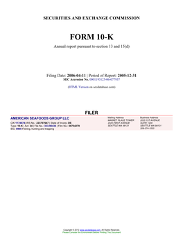 AMERICAN SEAFOODS GROUP LLC (Form: 10-K, Filing Date: 04/11/2006)