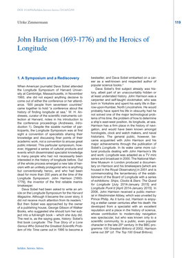 John Harrison (1693-1776) and the Heroics of Longitude