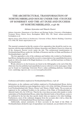 The Architectural Transformation of Northumberland House Under the 7Th Duke of Somerset and the 1St Duke and Duchess of Northumberland, 1748–86