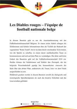 Les Diables Rouges – L'équipe De Football Nationale Belge