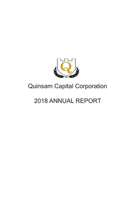 Quinsam Capital Corporation 2018 ANNUAL REPORT