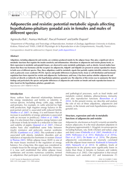 Adiponectin and Resistin: Potential Metabolic Signals Affecting Hypothalamo-Pituitary Gonadal Axis in Females and Males of Different Species