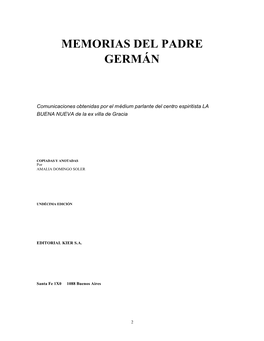 Memorias Del Padre Germán