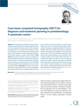 Cone Beam Computed Tomography (CBCT) for Diagnosis and Treatment Planning in Periodontology: a Systematic Review