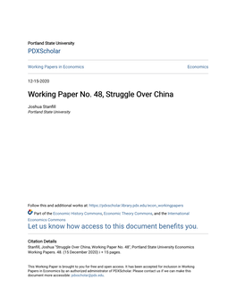 Working Paper No. 48, Struggle Over China