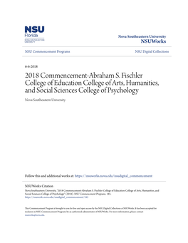 2018 Commencement-Abraham S. Fischler College of Education College of Arts, Humanities, and Social Sciences College of Psychology Nova Southeastern University