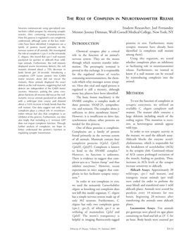 The Role of Complexin in Neurotransmitter Release