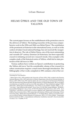 Helmi Üprus and the Old Town of Tallinn