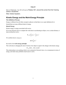 Kinetic Energy and the Work-Energy Principle