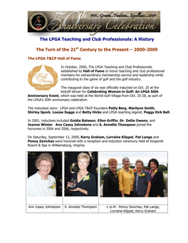 The LPGA Teaching and Club Professionals: a History the Turn Of