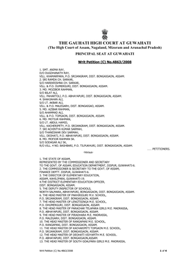 THE GAUHATI HIGH COURT at GUWAHATI (The High Court of Assam, Nagaland, Mizoram and Arunachal Pradesh) PRINCIPAL SEAT at GUWAHATI