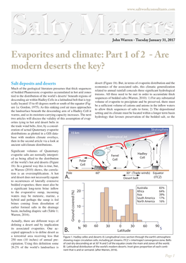 Warren, J. K. Evaporites and Climate: Part 1 of 2