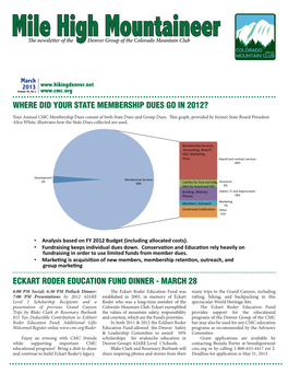 Mile High Mountaineer the Newsletter of the Denver Group of the Colorado Mountain Club