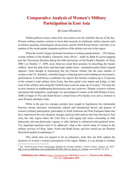 Comparative Analysis of Women's Military Participation in East Asia