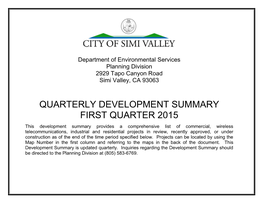 Quarterly Development Summary First Quarter 2015