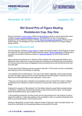 ISU Grand Prix of Figure Skating Rostelecom Cup, Day One