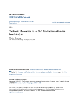 The Family of Japanese <Em>No-Wa</Em> Cleft