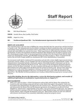 Staff Report REDEVELOPMENT AGENCY of SALT LAKE CITY