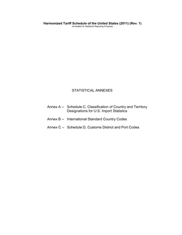 Schedule C, Classification of Country and Territory Designations for U.S