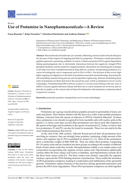 Use of Protamine in Nanopharmaceuticals—A Review