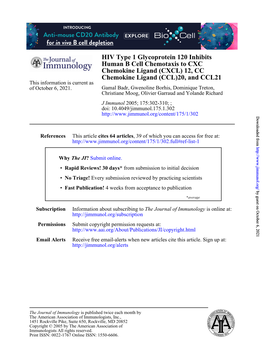 Chemokine Ligand (CCL)20, and CCL21 This Information Is Current As of October 6, 2021