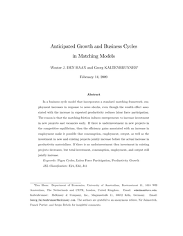 Anticipated Growth and Business Cycles in Matching Models