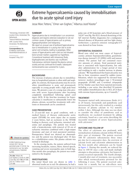 Extreme Hypercalcaemia Caused by Immobilisation Due to Acute Spinal Cord Injury Jesse Marc Tettero,1 Elmer Van Eeghen,2 Albertus Jozef Kooter2