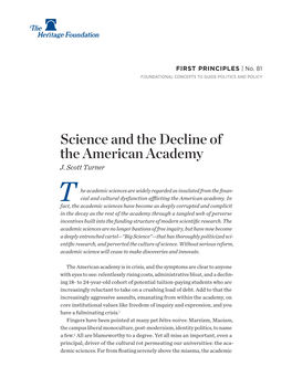 Science and the Decline of the American Academy J