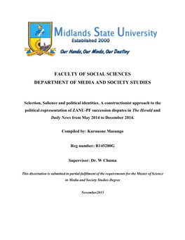 Faculty of Social Sciences Department of Media and Society Studies