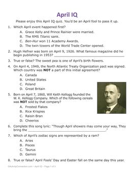 April IQ Please Enjoy This April IQ Quiz