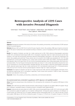 Retrospective Analysis of 2295 Cases with Invasive Prenatal Diagnosis