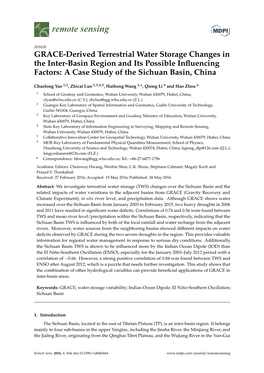 GRACE-Derived Terrestrial Water Storage Changes in the Inter-Basin Region and Its Possible Inﬂuencing Factors: a Case Study of the Sichuan Basin, China