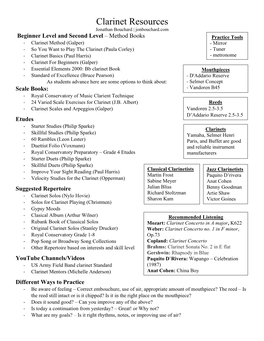 Clarinet Lesson/Clinic Sheet