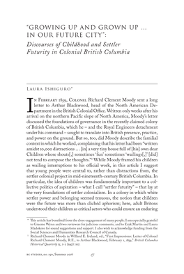 Discourses of Childhood and Settler Futurity in Colonial British Columbia