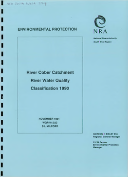 River Cober Catchment River Water Quality Classification 1990