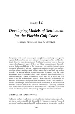 Developing Models of Settlement for the Florida Gulf Coast
