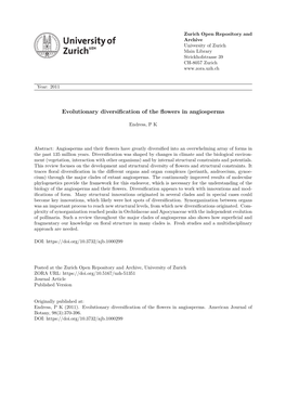 Download PDF 'Evolutionary Diversification of the Flowers in Angiosperms'
