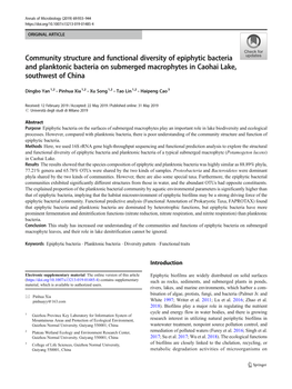 Community Structure and Functional Diversity of Epiphytic Bacteria and Planktonic Bacteria on Submerged Macrophytes in Caohai Lake, Southwest of China