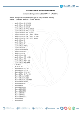 Lista Telefonów Obsługujących Usługę Wifi Calling