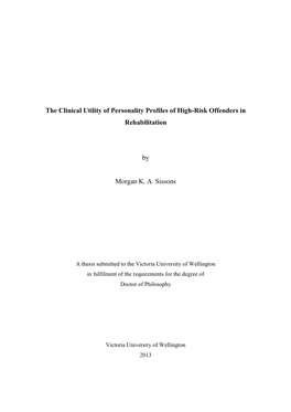 The Clinical Utility of Personality Profiles of High-Risk Offenders in Rehabilitation