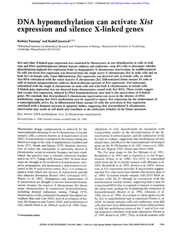 DNA Hypomethylation Can Activate Xist Expression and Silence X-Linked Genes