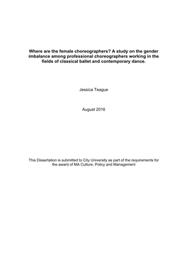 A Study on the Gender Imbalance Among Professional Choreographers Working in the Fields of Classical Ballet and Contemporary Dance