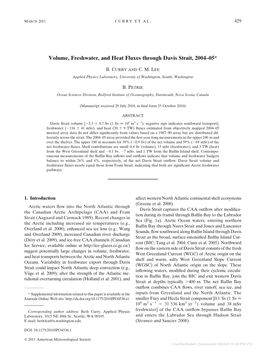 Volume, Freshwater, and Heat Fluxes Through Davis Strait, 2004–05*