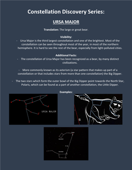 Constellation Discovery Series: URSA MAJOR