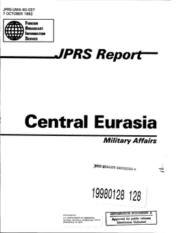 DTIC ADA335560: JPRS Report Central Eurasia Military Affairs